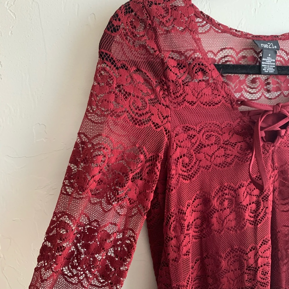 Rue 21 Size S Burgundy Lace Dress